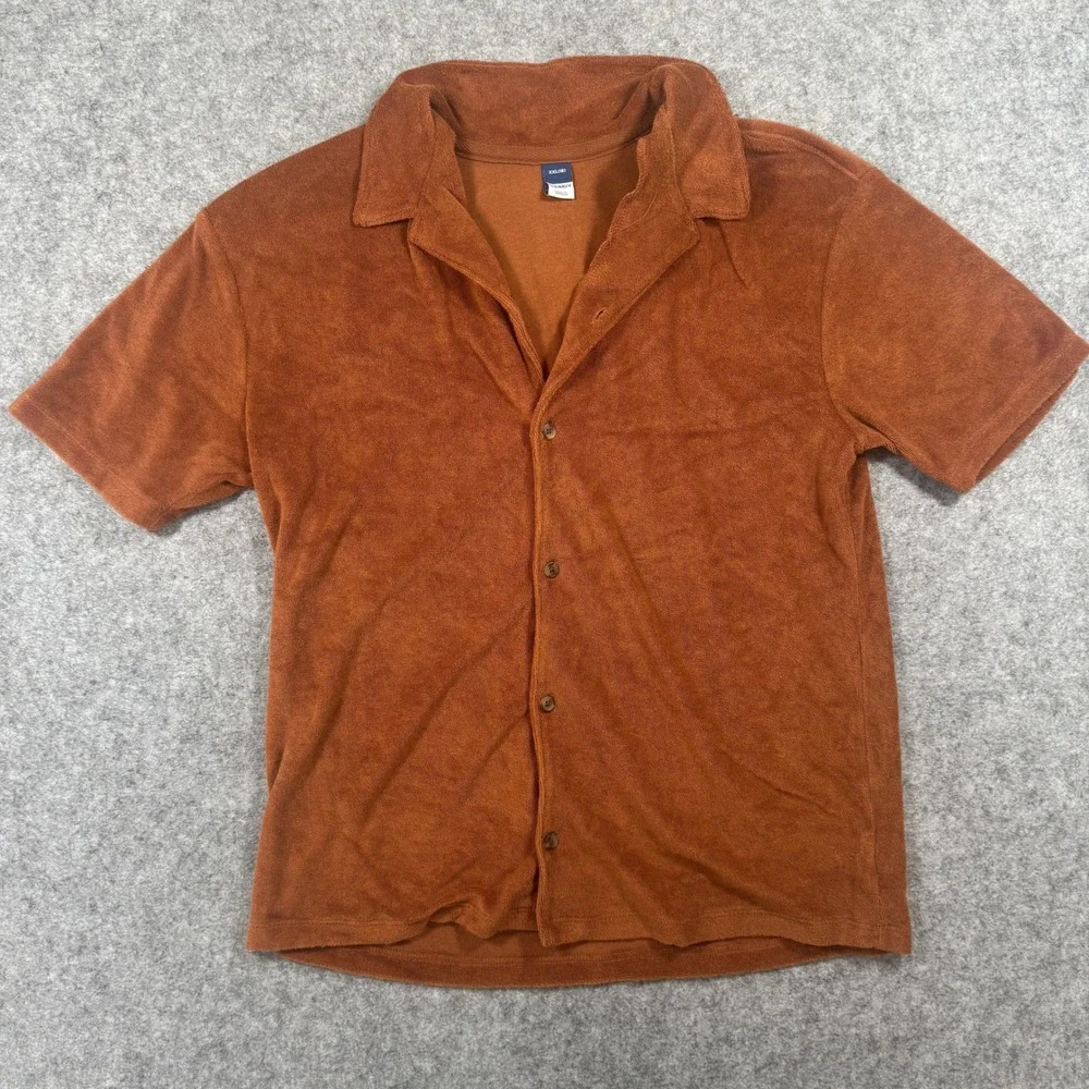 Old Navy Terry Cloth Button-Down XXL (18) Rust Orange Soft Poolside Shirt